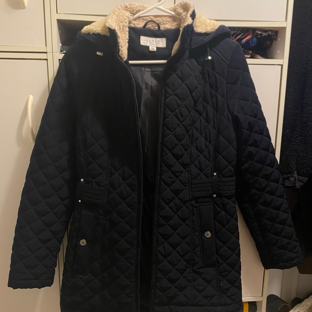 Laundry By Shelli Segal dark blue Quilted Puffer Coat